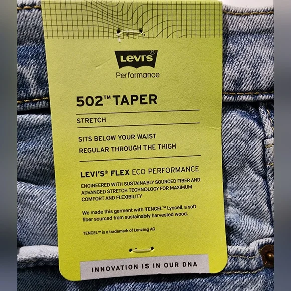 Levi's 502 Taper Stretch Blue Jeans Men's Size 38x34 - Picture 5 of 6